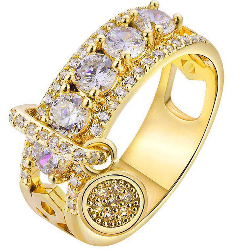 Fashion Creative Zircon Electroplating Disc Ring