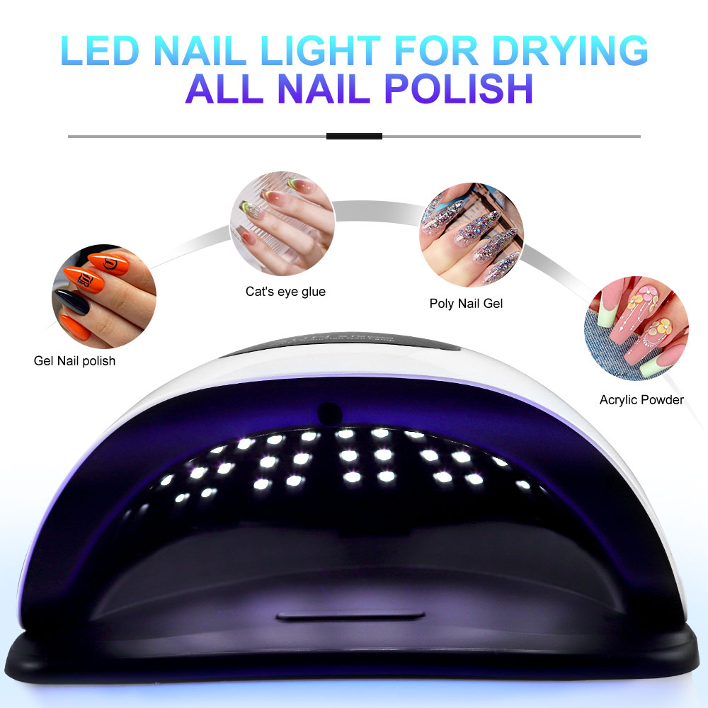 UV LED Nail Lamp, Nail Dryer For Gel Polish With 72Pcs-81Pcs Lamp Beads And Automatic Sensor 4 Timer Setting Professional Nail Art Tools