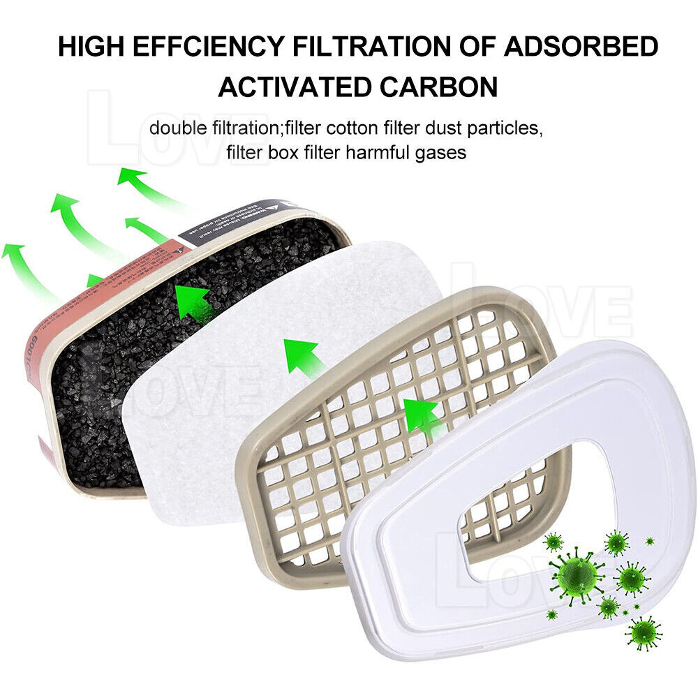 7 IN 1 Gas Mask Full Face Respirator Paint Spray Chemical Facepiece Safety NEW