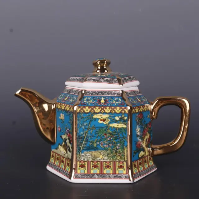 Enamel Flower And Bird Teapot Home Decoration - Shop at LoveMi