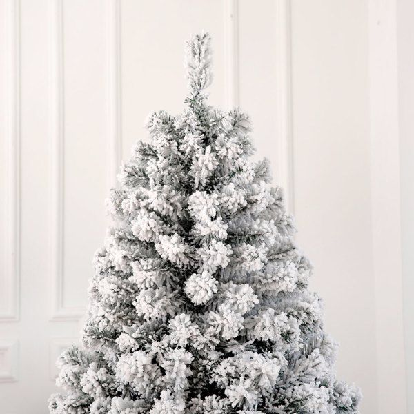 7 FT Pre-lit Snow Flocked Christmas Tree, Artificial Hinged Xmas Pine Tree With 1000 Branch Tips, 400… image 8