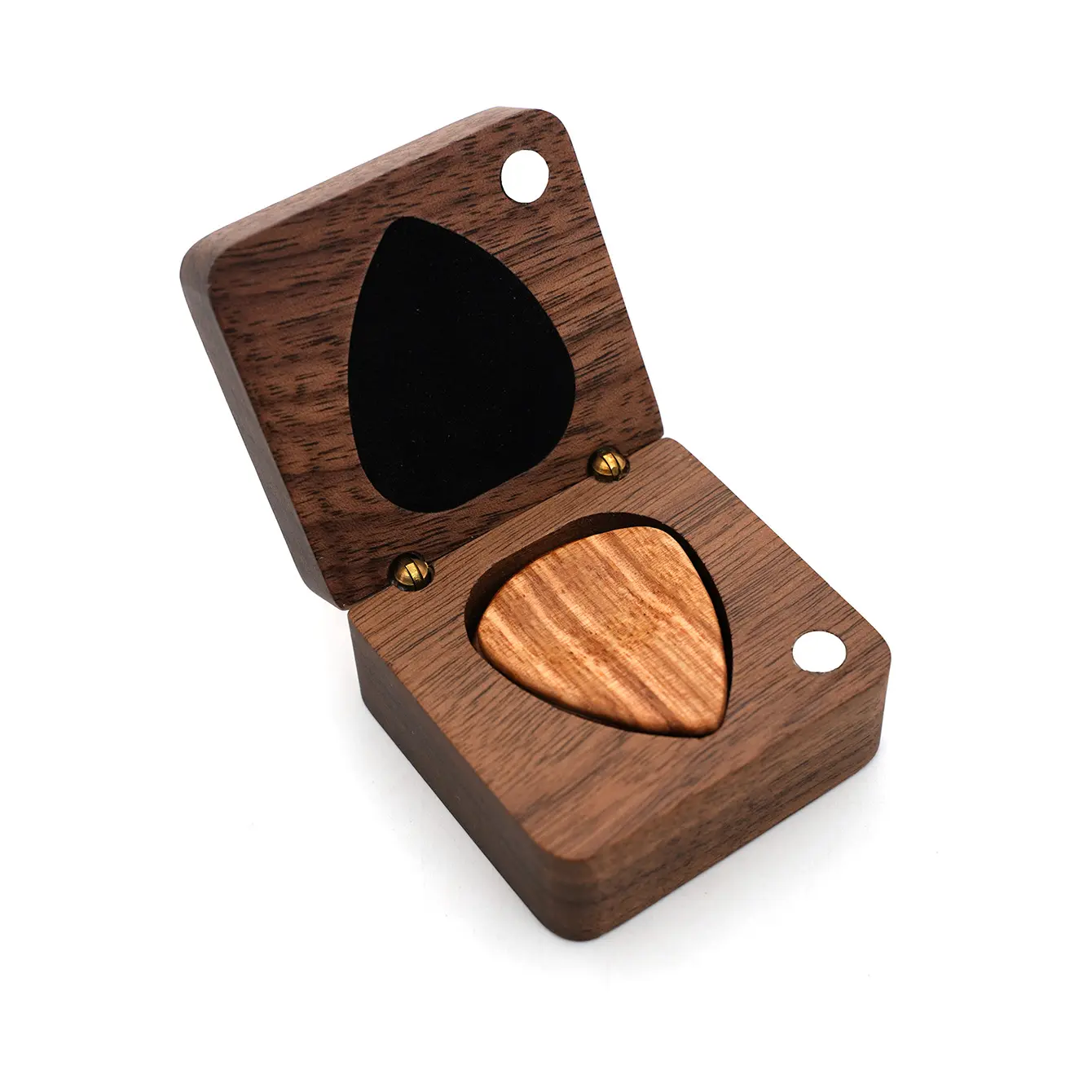Wooden Guitar Pick Box Storage Container