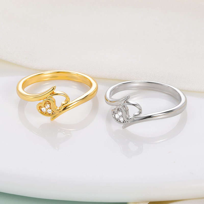 Simple Love Ring Ladies Heart-shaped Zircon Ring Engagement