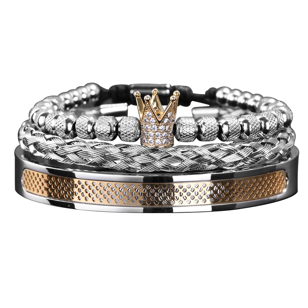 Men's Crown Bracelet Hemp Rope Buckle Stainless Steel Jewelry