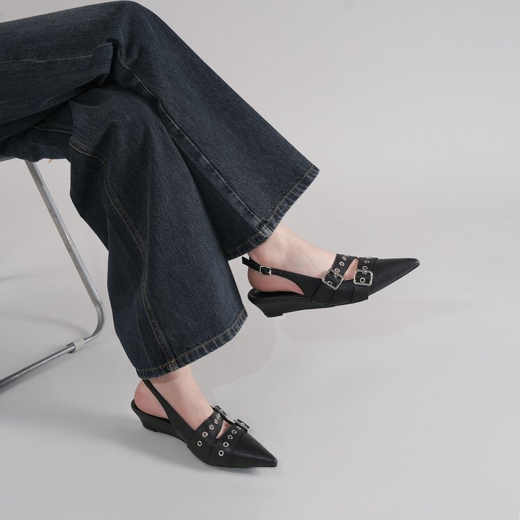 Pointed Toe Wedge Mules, picture 2 of 4