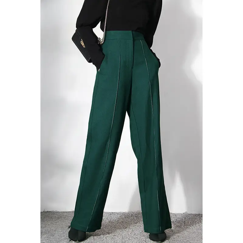French High-waist Elastic Drape Slimming Loose Wide-leg Pants