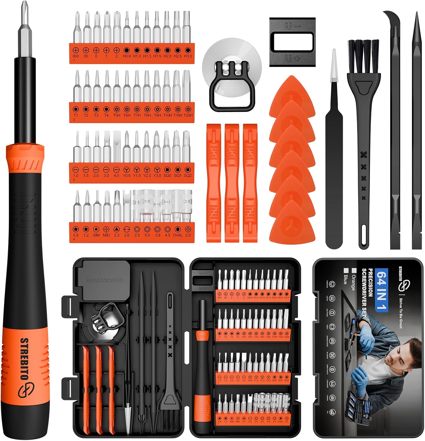 64-in-1 Magnetic Micro Screwdriver Set, Precision Hand Tool Kit With Torx Bits, Compact Repair Set For Electro