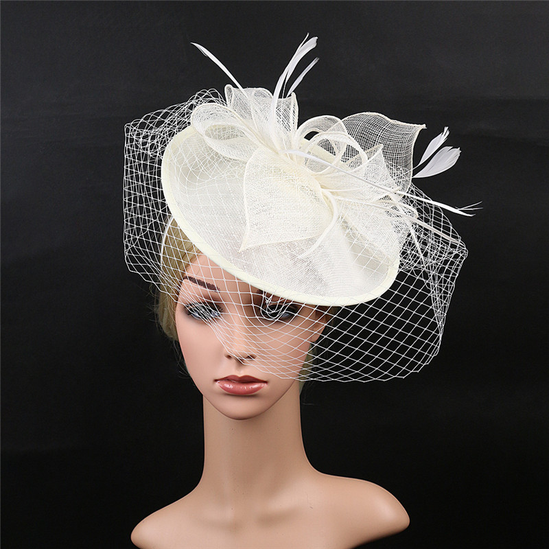Linen Hat Feather Headdress Bridal Photography Photo Accessories