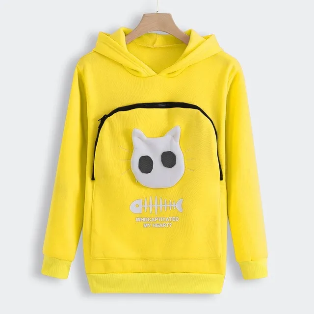 Cat Lovers Hoodie Kangaroo Dog Pet Paw Pullove Yellow - Shop at LoveMi