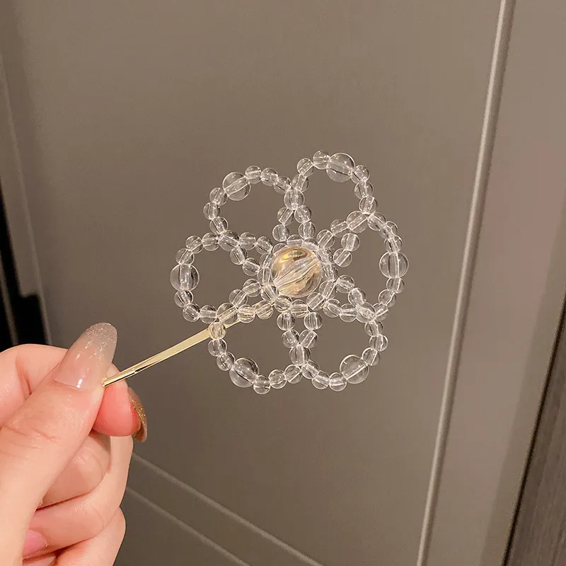New Crystal Woven Flower Hairpin One Word Clip Hairband - Hairpin.