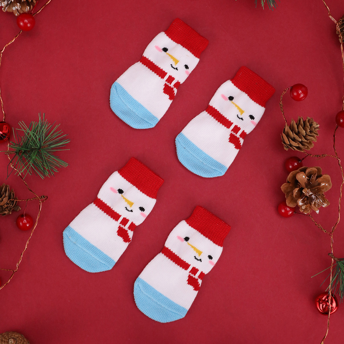 Snowman pet socks