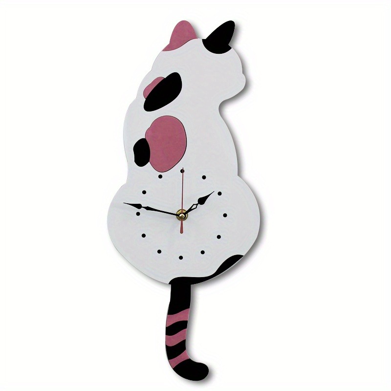 Title 5, Whimsical Black Cat Pendulum Wall Clock With Mo...