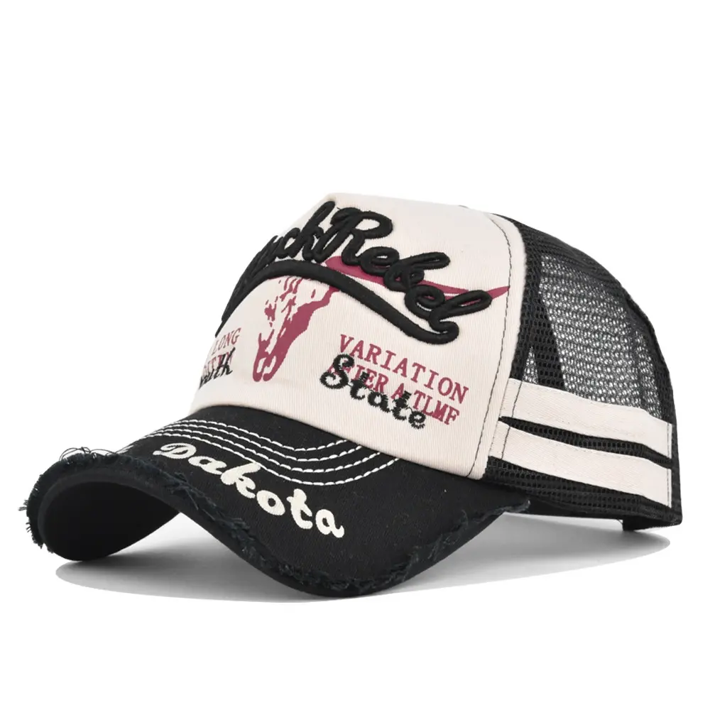 Men's And Women's Identical Baseball Cap With Embossed Bull's Head Logo, Polished Edges, Mesh Design, Trendy Fashion Style. Suitable For Parties And Travel Outf
