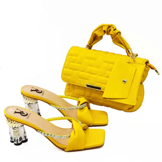 Crossbody Bag With Small Card Bag, Cross Strap High heeled Sandals Yellow - Shop at LoveMi