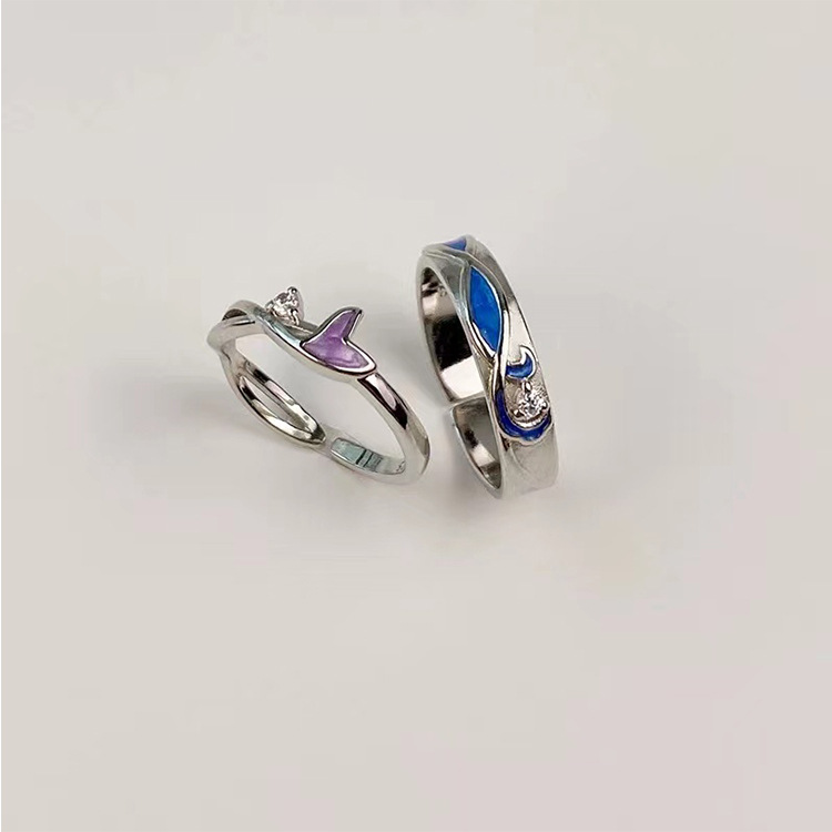 Title 4, Wavy Fishtail Couple Adjustable Opening Ring