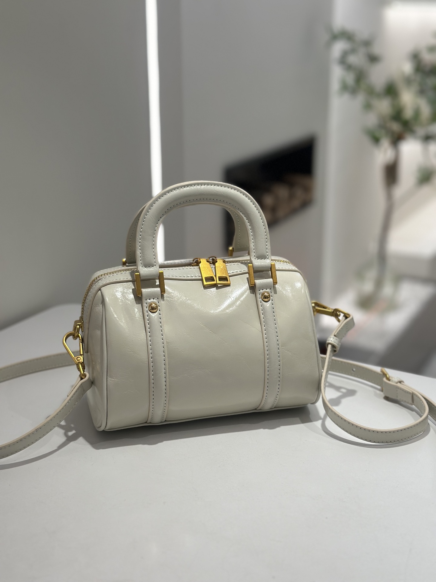 Sac pour femme en cuir véritable, style boston haut de gamme – Image 3