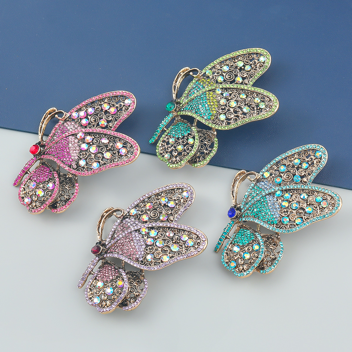 Alloy Diamond Butterfly Brooch Accessory