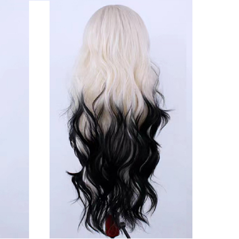 Light Gold Black Gradient Synthetic High Temperature Silk Role-playing Hair — foto 3