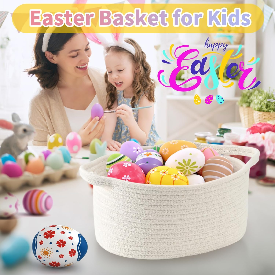 Cotton Rope Basket Empty DIY Gift Basket For Burr  Great For Baby Shower Birthday Decor Cute Decorative Storage thumbnail 6