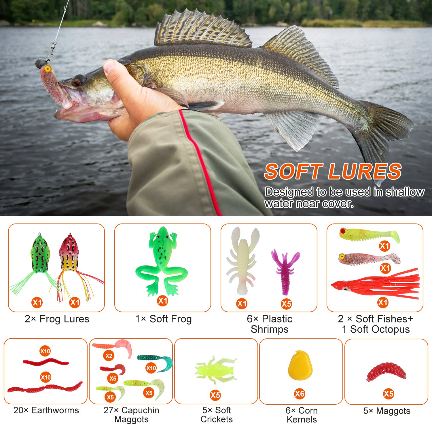375-Piece Freshwater and Saltwater Lure Kit with Tackle Box