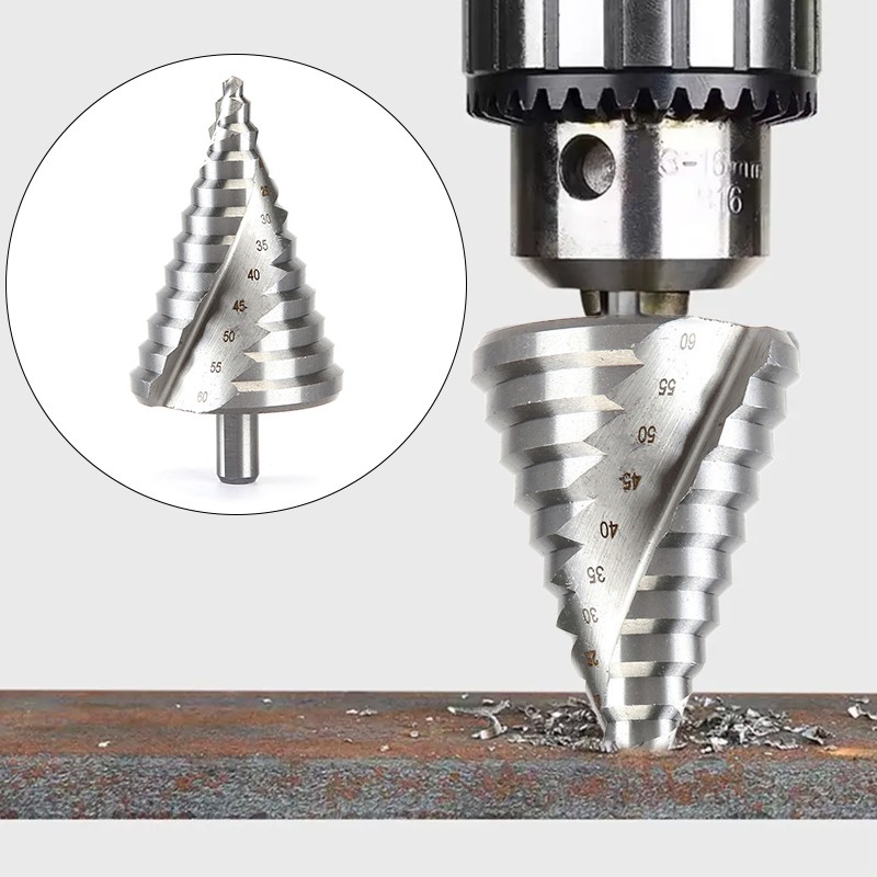 6-60mm HSS Large Spiral Step Cone Drill Bit For Metal And Wood Hole Cutter Tool