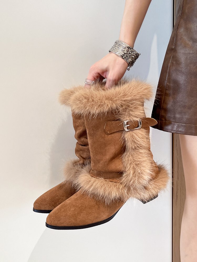 Suede Pointed Toe Snow Boots, picture 5 of 5