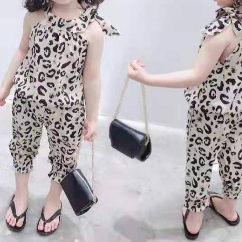 Suit Super Western Style Little Girl Treasure Leopard Print