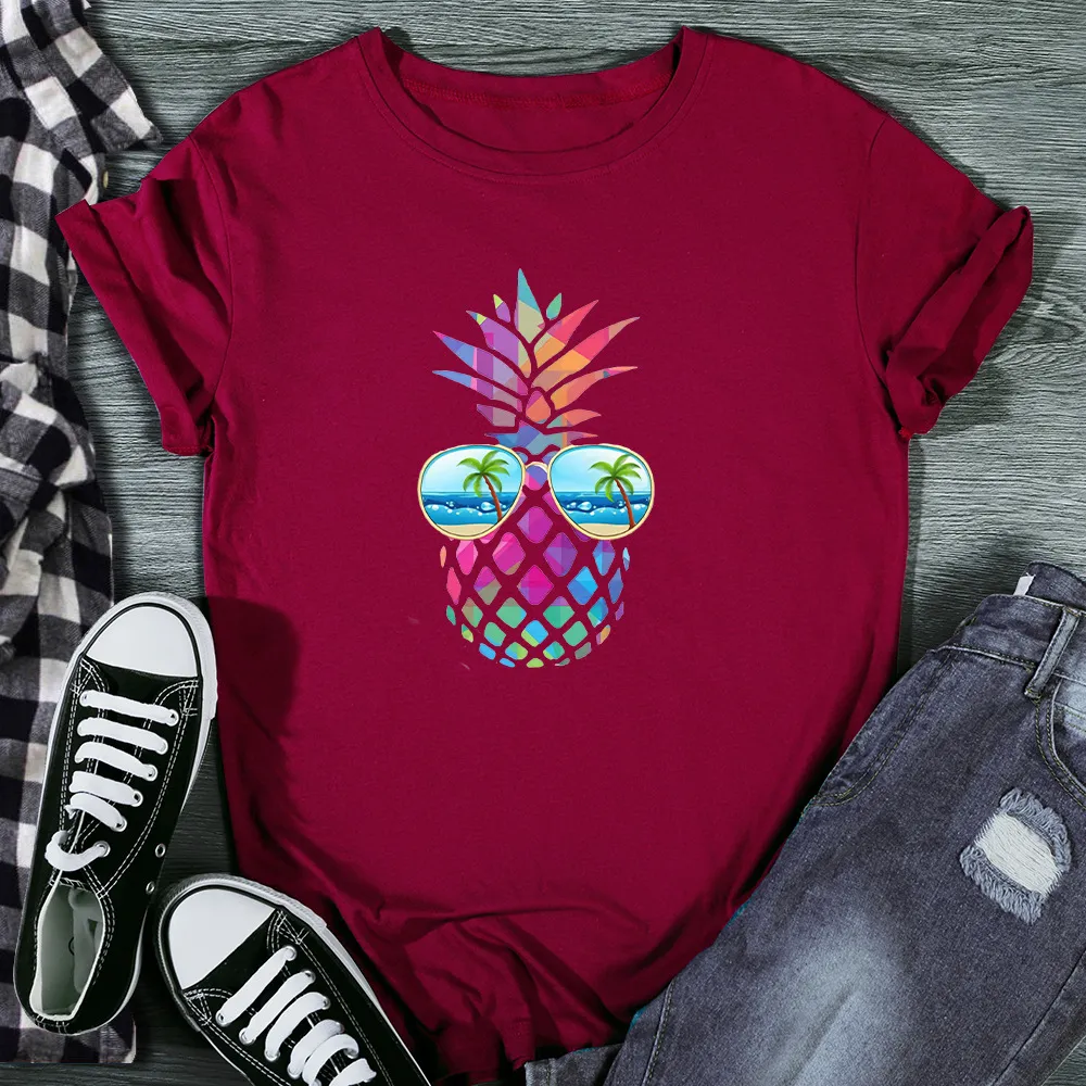 Eye Pineapple T-shirt Women - Wine Red