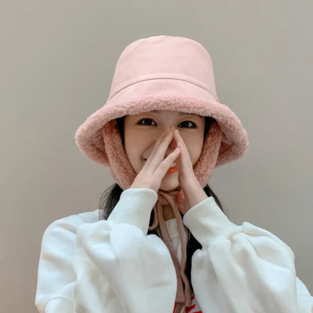 Fisherman Hat Female Suede Basin Warm Ear Protection Pink - Shop at LoveMi