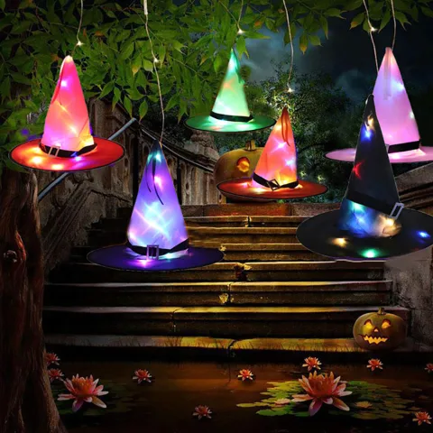 Halloween Decoration Witch Hat LED Lights Elf Ears Kids