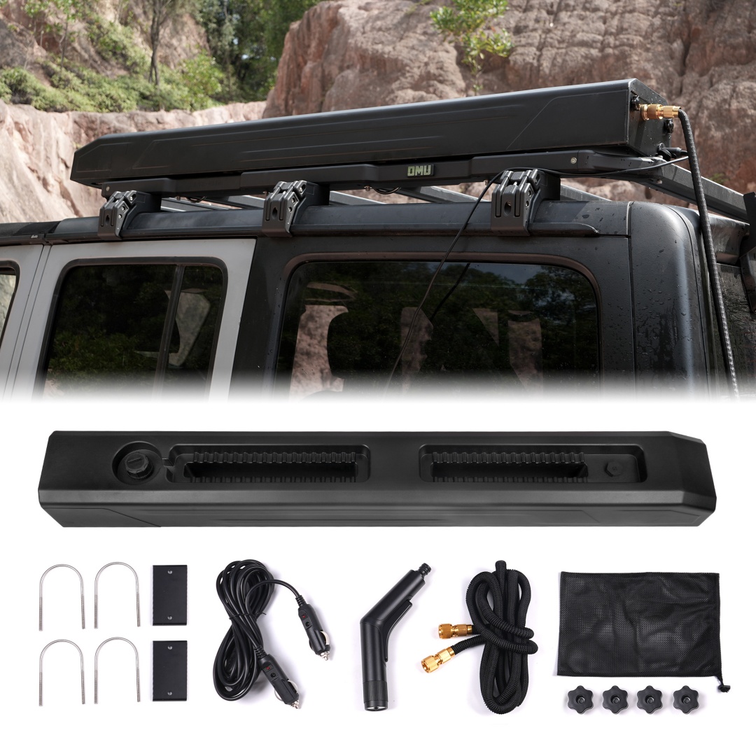 Foldable 2-3 People Amphibious Inflatable Car Roof Top Tent For Camping Outdoor Glamping Camping Tent For SUV,Truck  Without Ladder, Two-tone Style, Khaki & Black