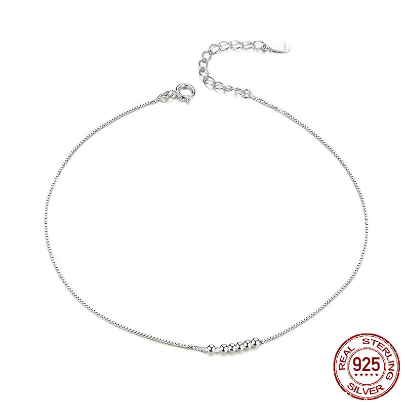 Title 1, Sterling Silver Anklet Platinum Plated Simple F...