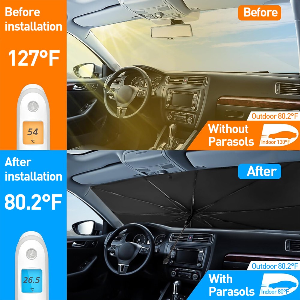 Car Windshield Sun Shade Umbrella Foldable Front Window Cover Sunshade Visor — image 9