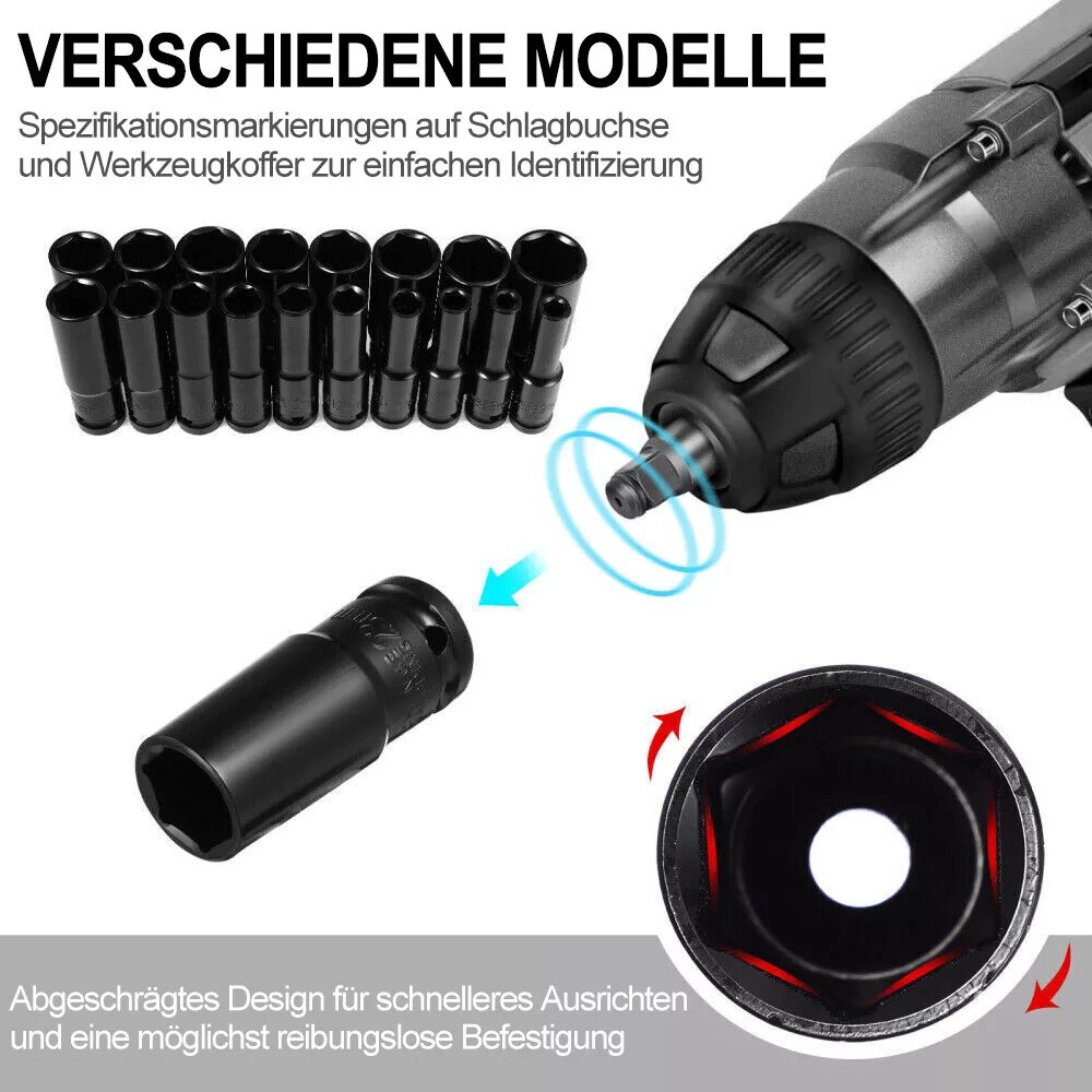 20PCS Deep Impact Socket Set 1 2 Inch Drive Metric 8 - 32mm For Car Truck — image 8