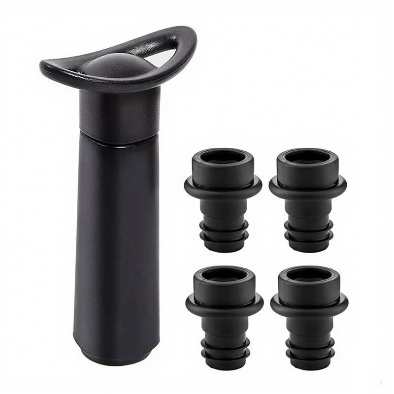 Premium Wine Bottle Stoppers Set 4 Airtight Champagne Stoppers & 1 Accessory Tool Leak-Proof Wine Stoppers For Wine Bottles