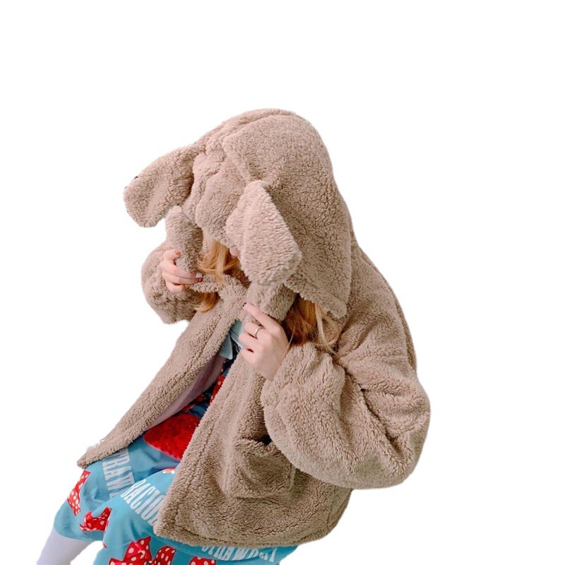 Title 1, Cotton Jacket With Velvet And Thick Rabbit Ears