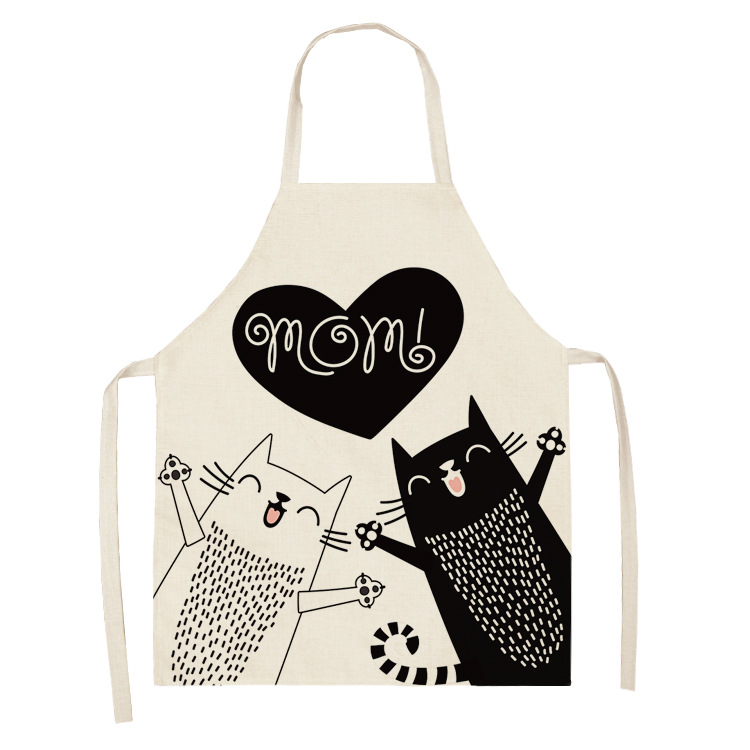 Title 5, Black and white cat pattern cooking overalls cu...