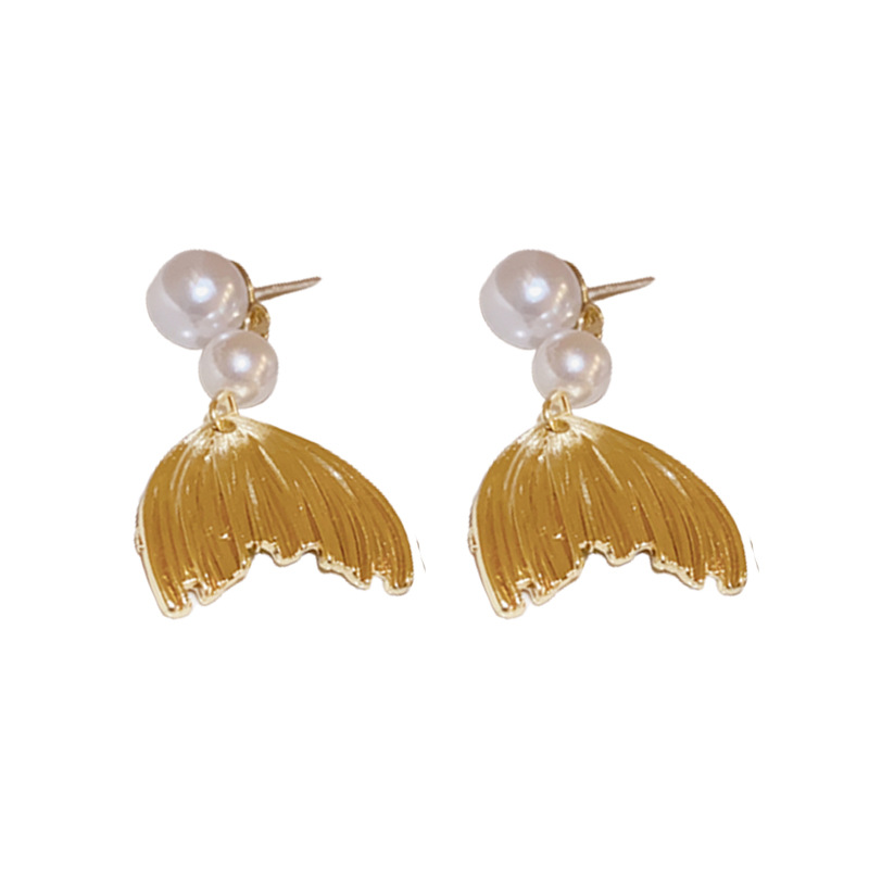 Title 3, Silver Needle Fishtail Pearl Tassel Simple Earr...