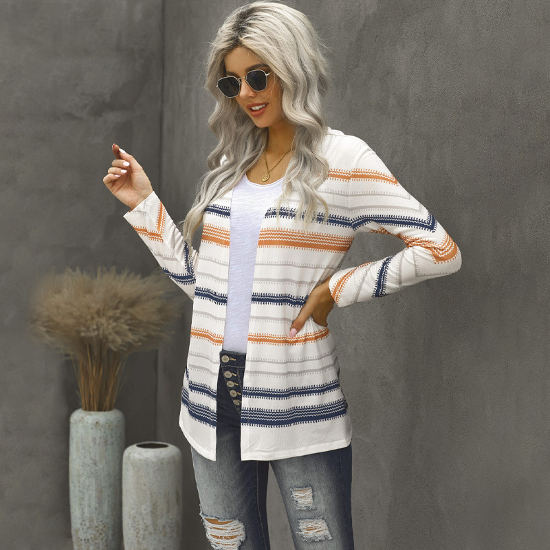 Contrast Casual Striped Long Sleeved Sweater