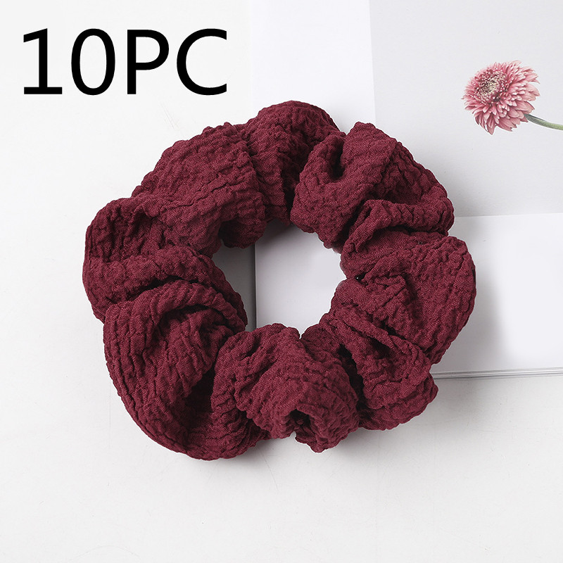 Puff large intestine hair circle fabric in Wine Red 10PC