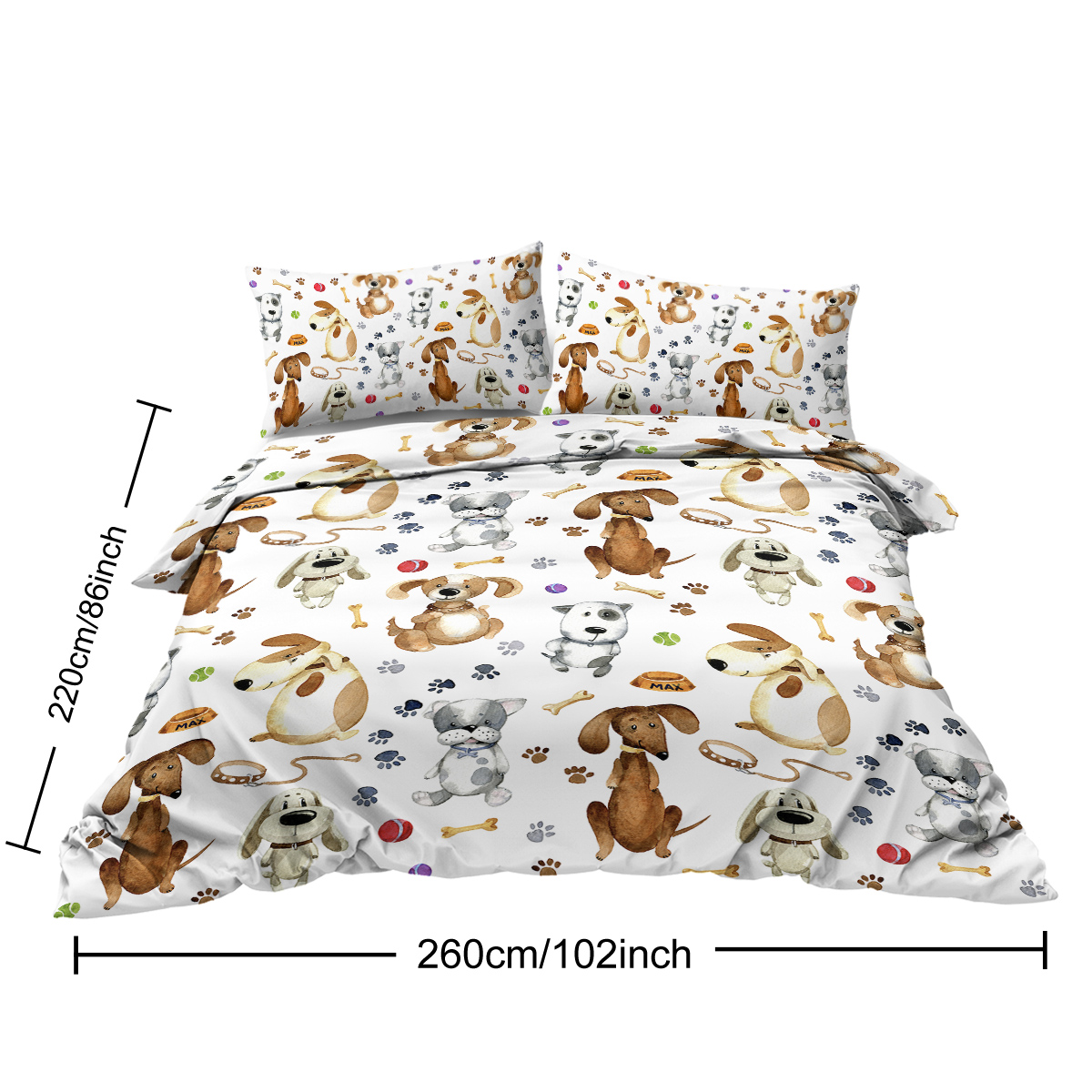 Kids' Duvet Cover Sets Animals Pastel Duvet Covers Cartoon Dogs Paws Pattern Bed Sets 3 Pieces 1 Duvet Cover And 2 Pillow Cases Cute Puppy Dogs Bedding For Kids — foto 10