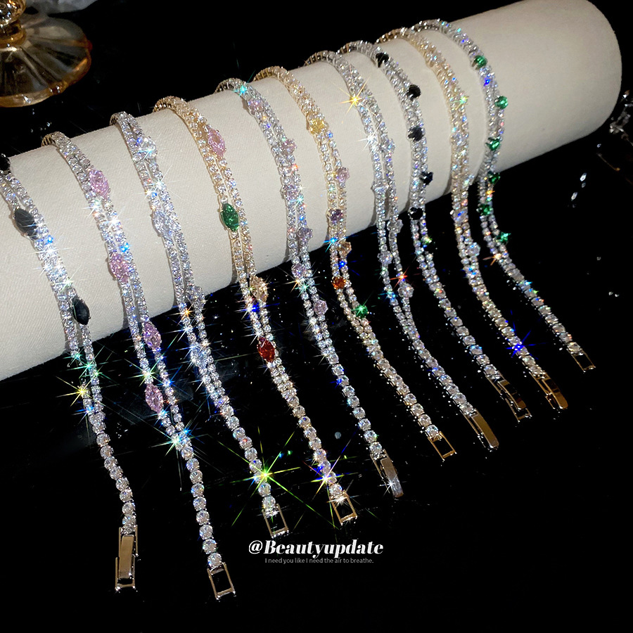 18K Gold Plated Minimalist Double Layer Round Zircon Bracelet Luxury Elegant Bangle Premium Fashion Wrist Jewe