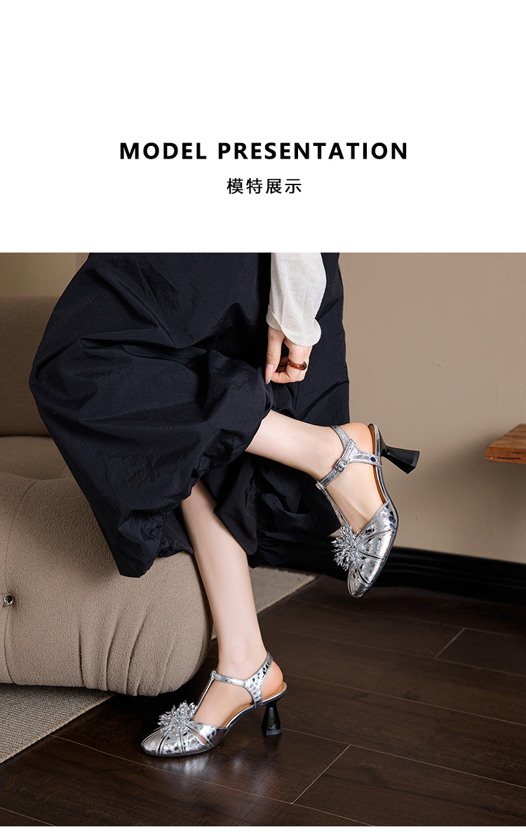 Crystal Embellished Sandals Buckle Closure Detail - Sarah Express