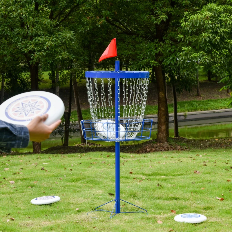 Soozier Portable Disc Golf Basket Target With 24-Chain, Travel Bag, Dark Blue