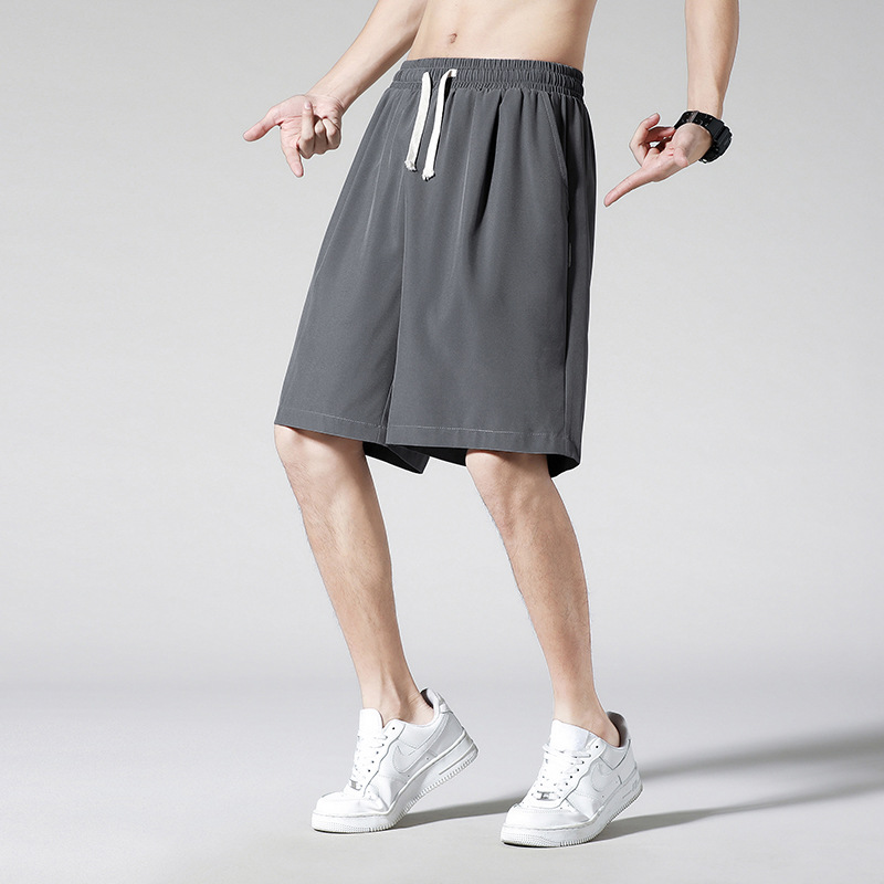 Youth Outer Wear Ice Silk Shorts Simple Solid Color Beach Pants