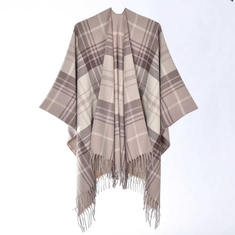Women's Plaid Tassel Shawl