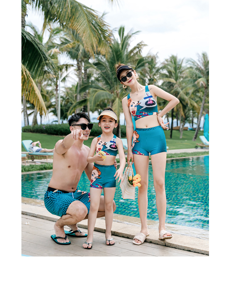 Parent-child Swimsuit Mother And Daughter Split Flat Angle Three-piece Set