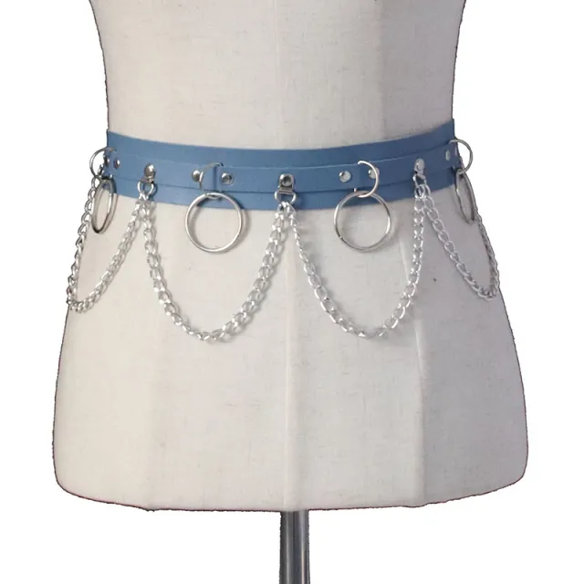 Europe And The United States Punk Wind Decorative Belt Personality Metal Chain Belt Blue - Shop at LoveMi