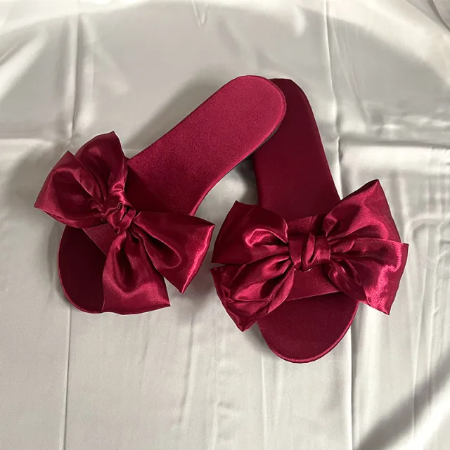 Bride Wedding Hand Gift Silk Joyful Red Bow Tie Shoes Wine - Shop at LoveMi