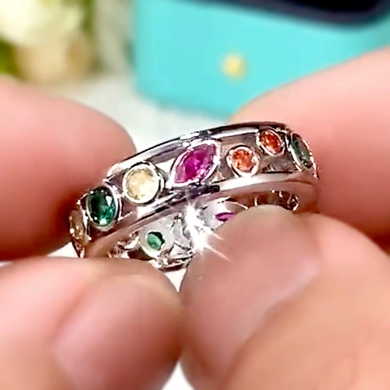 Title 3, Hollow Diamond Multi Color Couple Ring. Celebra...